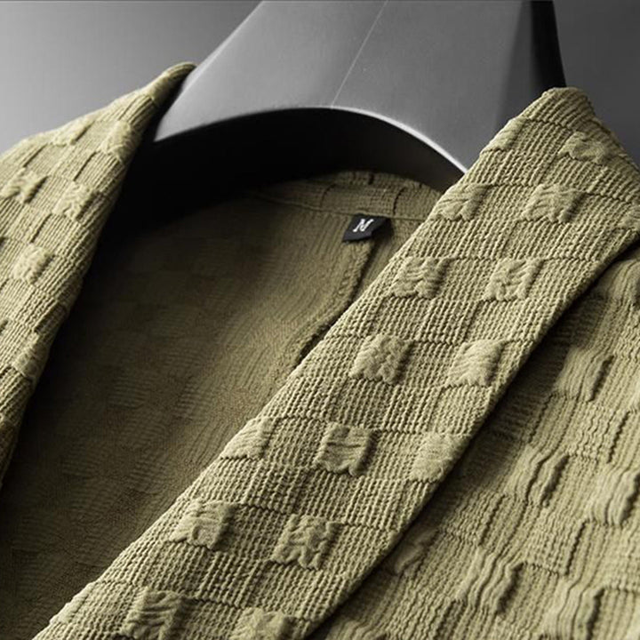 Men's Knit Shawl Collar Shirt and Trousers Set