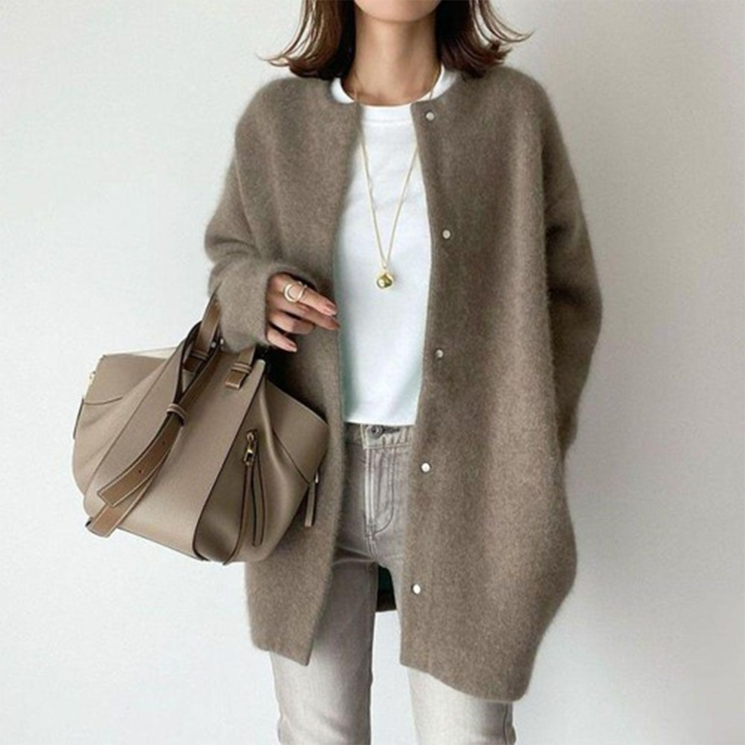 Women's Merino Wool Snap-Front Long-Sleeve Cardigan