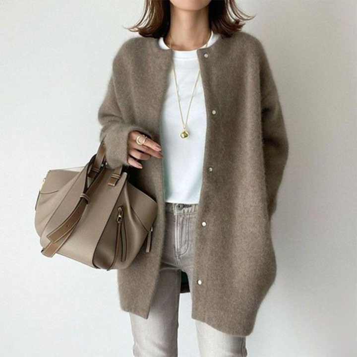 Women's Merino Wool Snap-Front Long-Sleeve Cardigan
