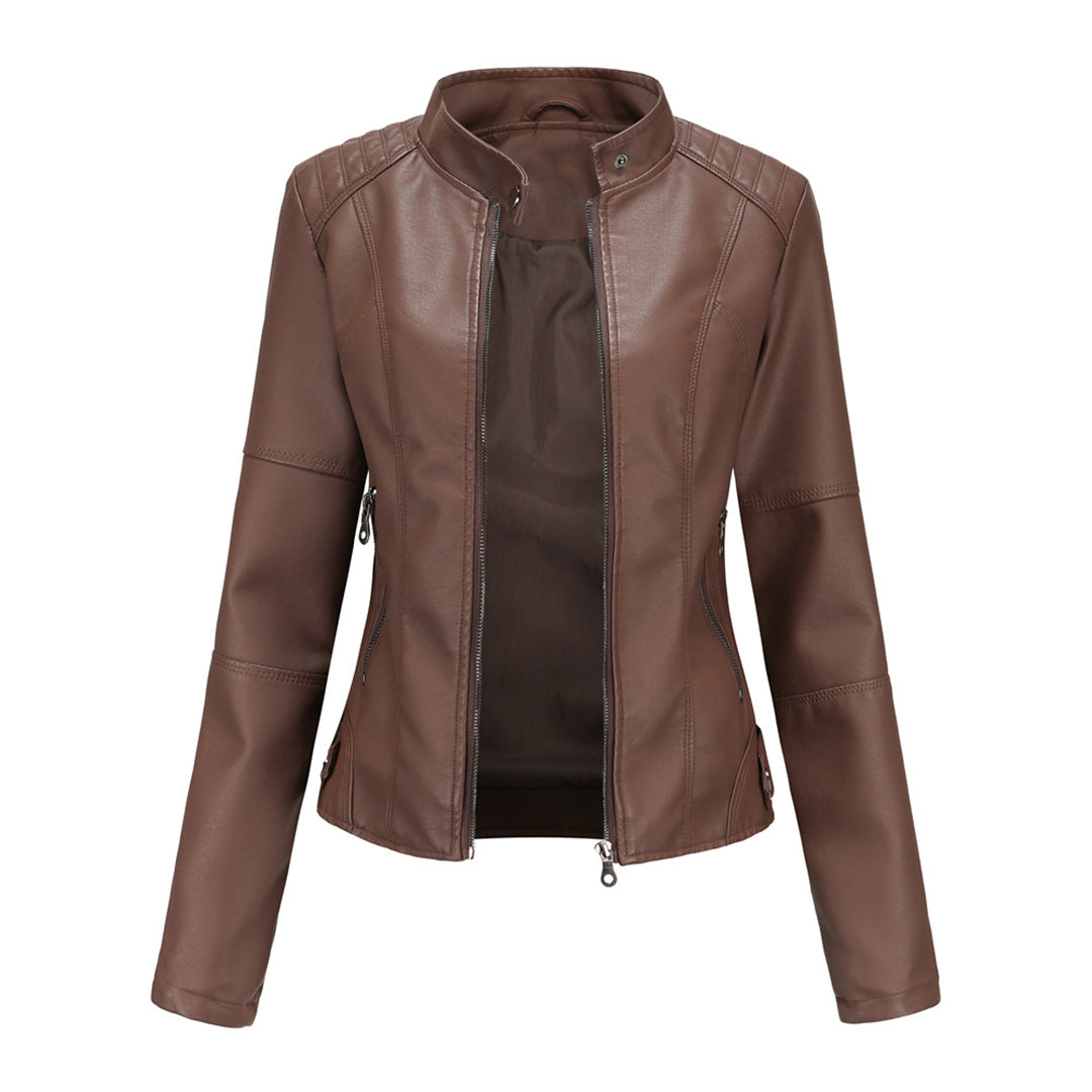 Women's Faux Leather Moto Biker Jacket