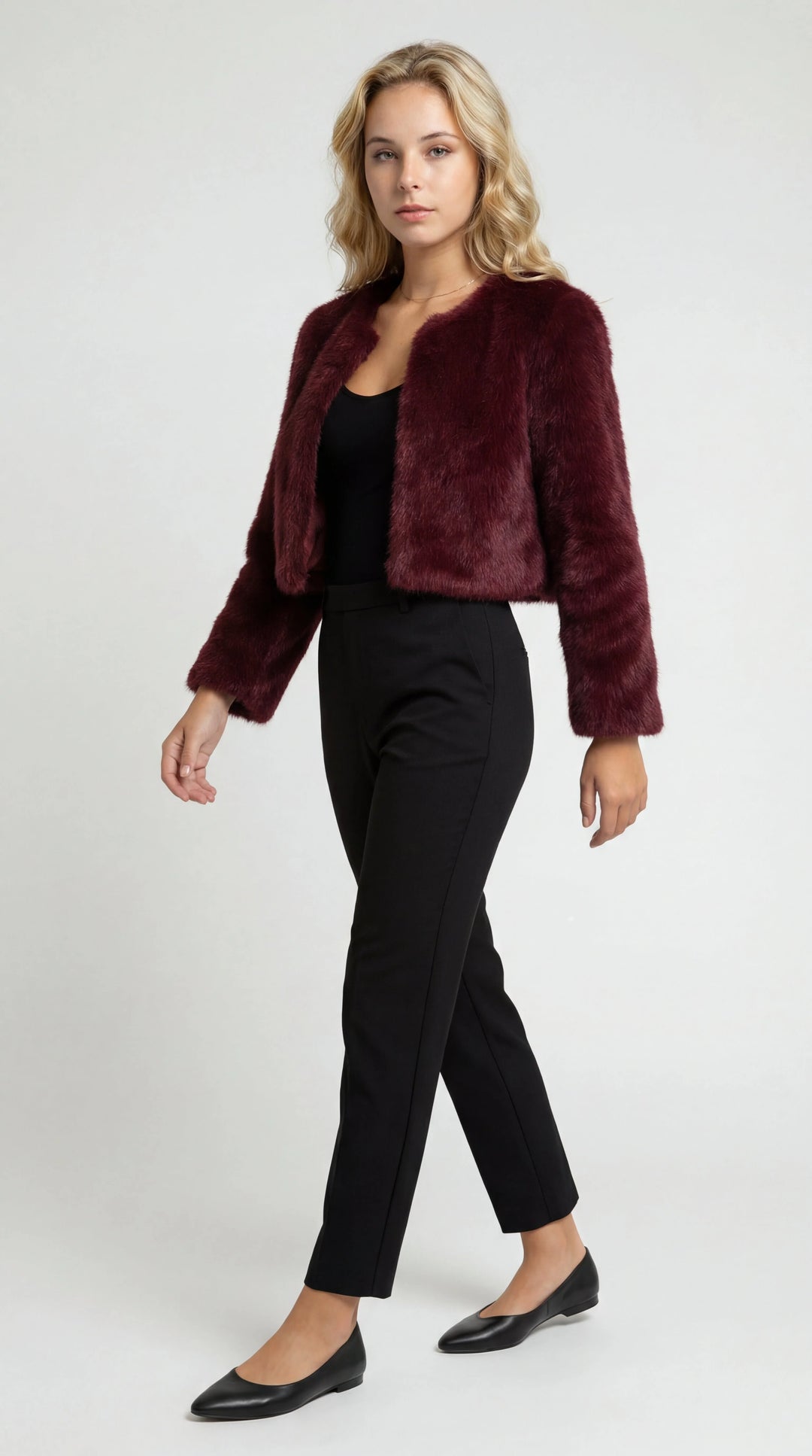 Women's Faux Fur Shrug Cropped Jacket