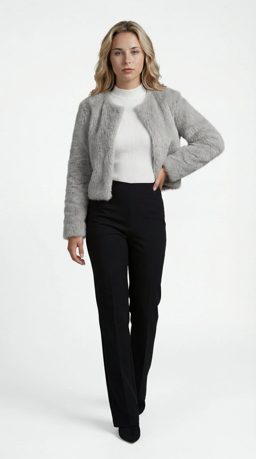 Women's Faux Fur Shrug Cropped Jacket