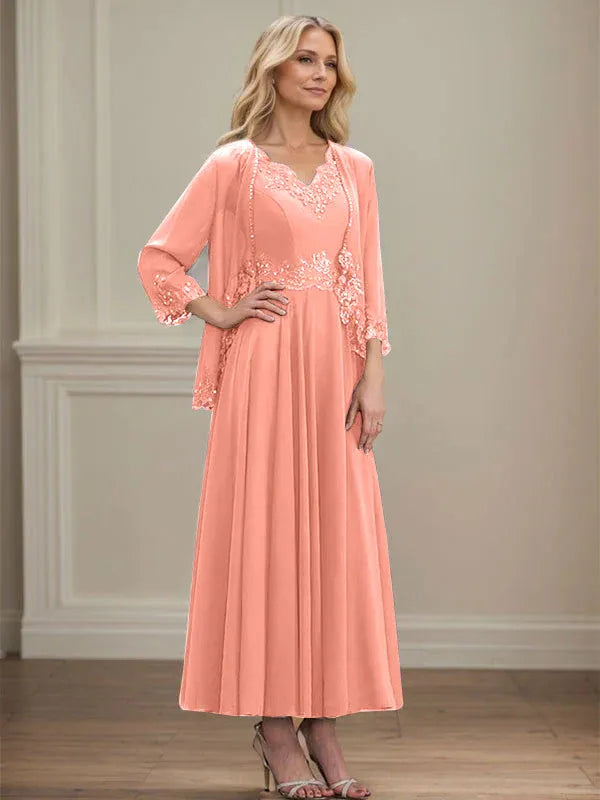 Women's Chiffon Evening Dress with Jacket