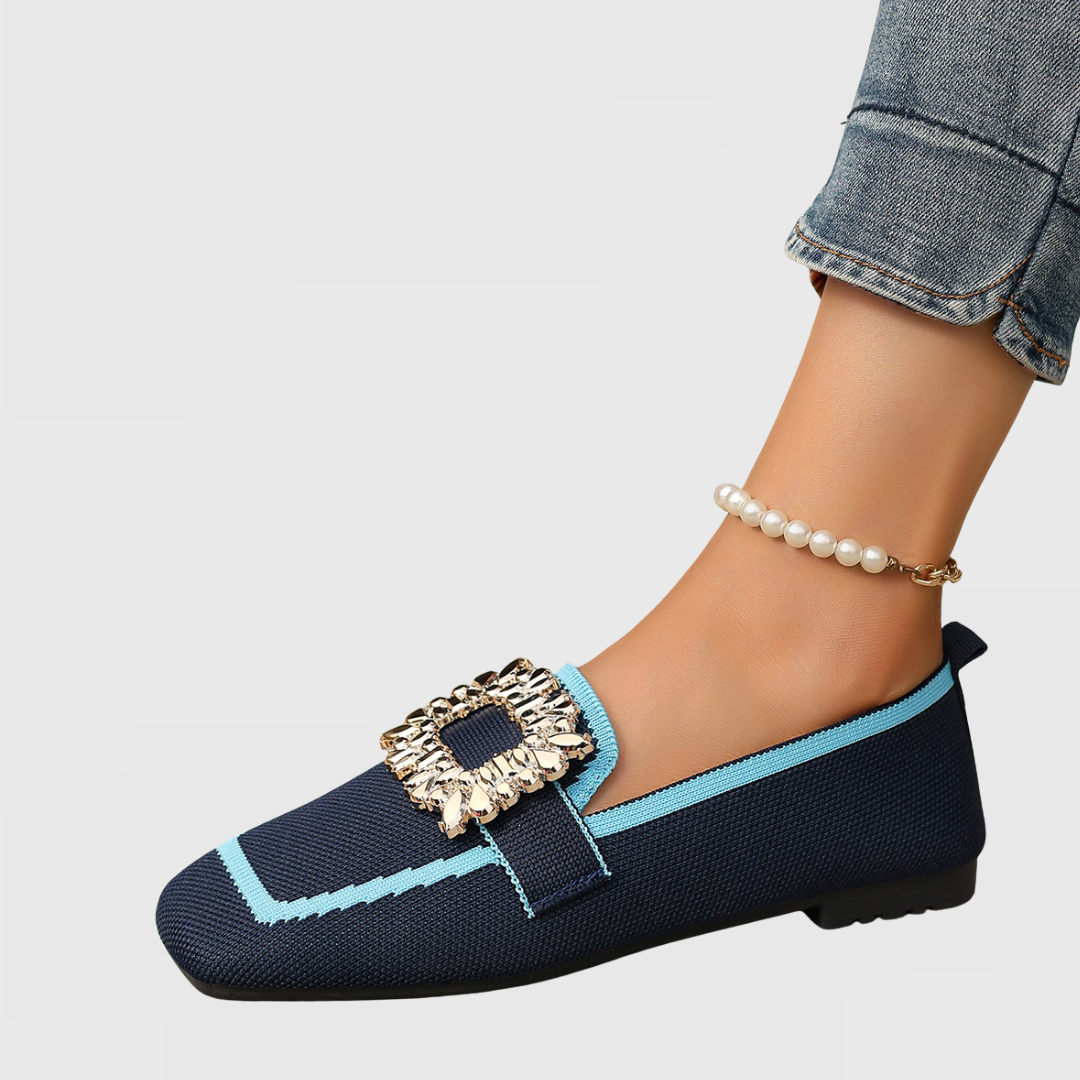 Women's Leather Orthopedic Loafers Square Toe Slip On Shoes