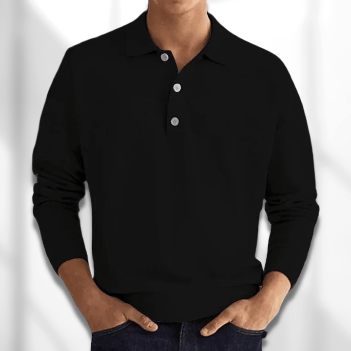 Men's Long Sleeve Knit Polo Shirt