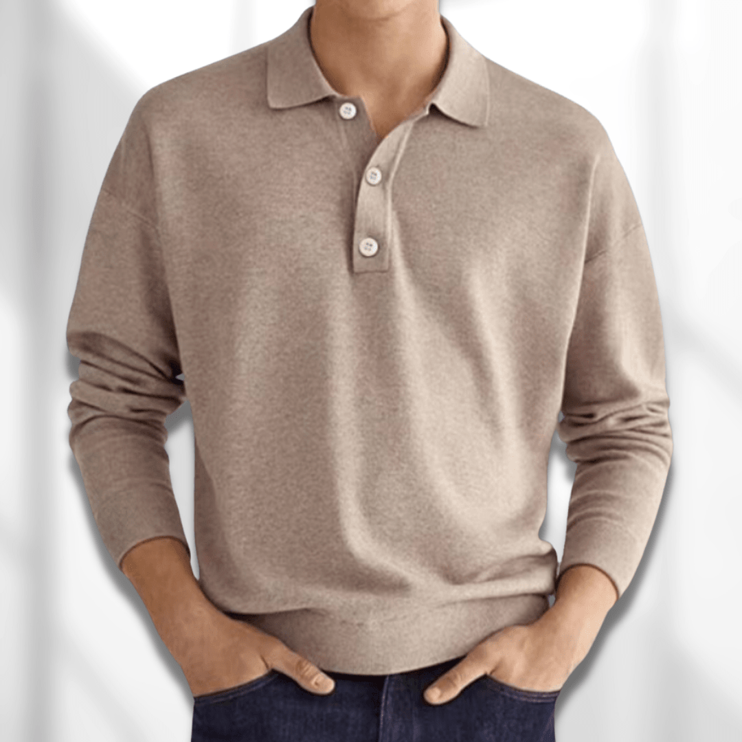 Men's Long Sleeve Knit Polo Shirt