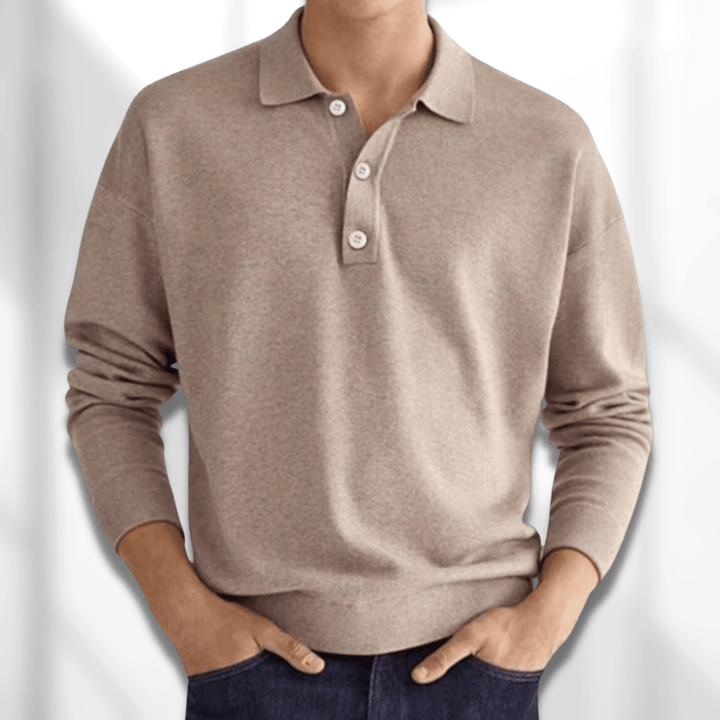 Men's Long Sleeve Knit Polo Shirt