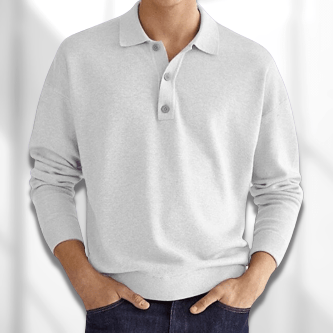 Men's Long Sleeve Knit Polo Shirt