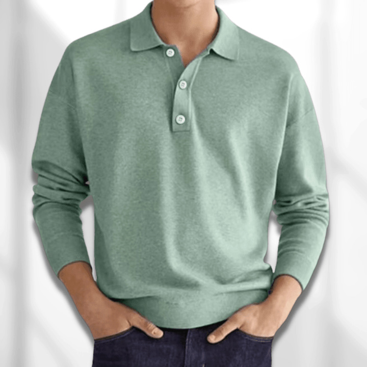 Men's Long Sleeve Knit Polo Shirt
