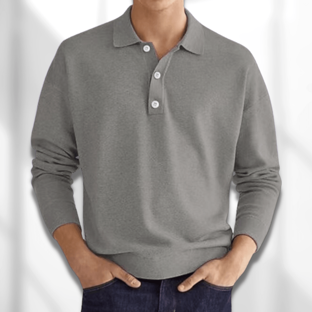 Men's Long Sleeve Knit Polo Shirt