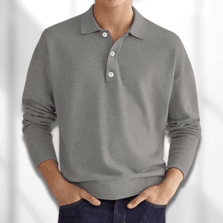 Men's Long Sleeve Knit Polo Shirt