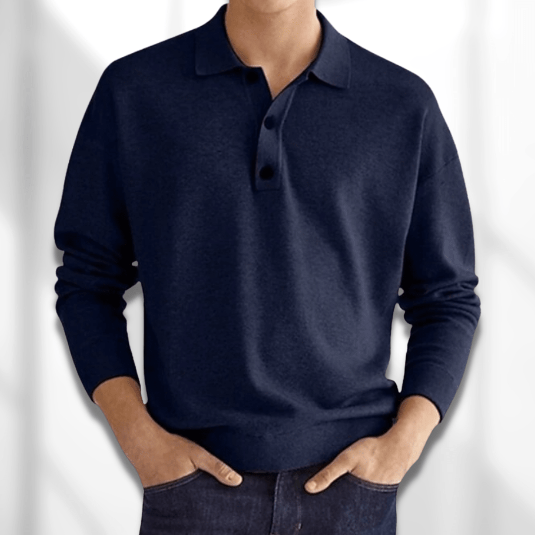 Men's Long Sleeve Knit Polo Shirt