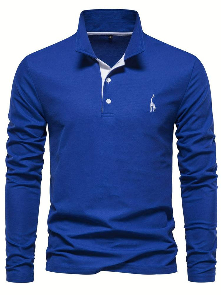 Men's Long Sleeve Polo Shirt Merino Wool Blend Knit Slim Fit