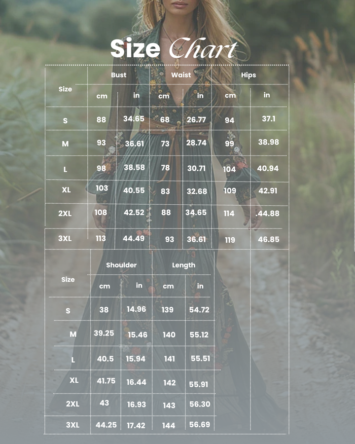Women's Chiffon Embroidered Long Sleeve Maxi Dress Boho V-Neck Flowy Gown
