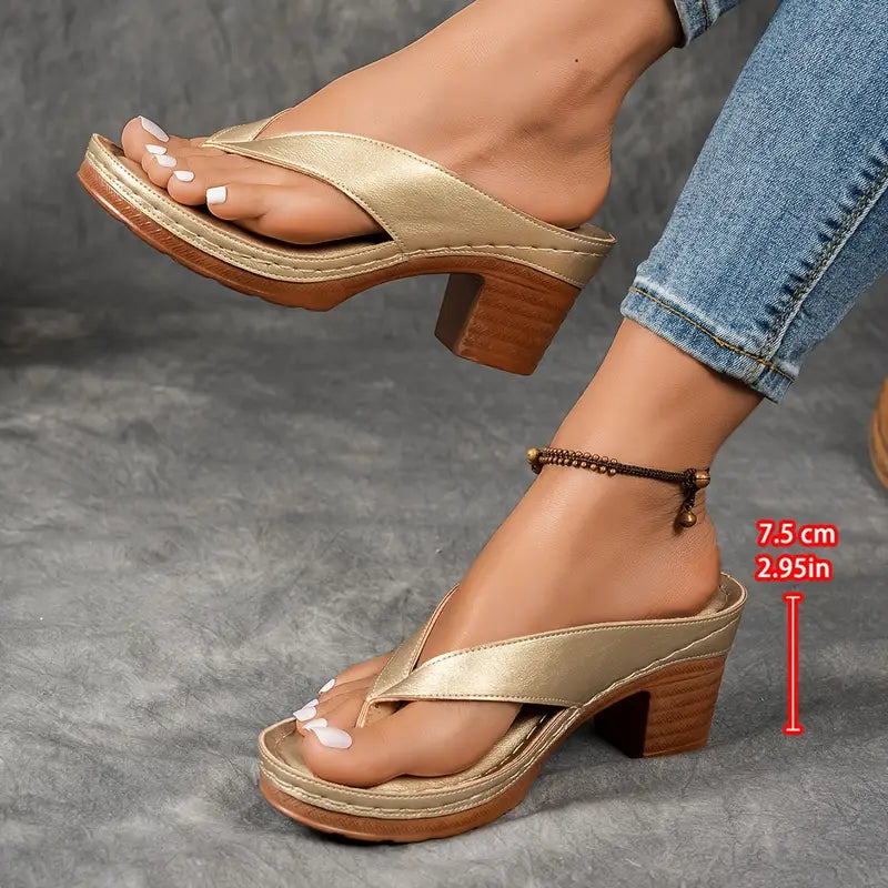 Women's Leather Orthopedic Platform Sandals Heel Flip Flops