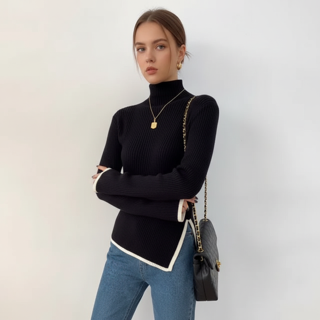 Women's Turtleneck Merino Wool Knit Sweater