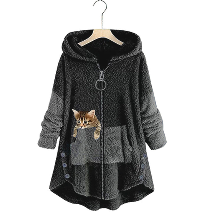 Women's Fleece Hoodie Oversized Zip Up Jacket