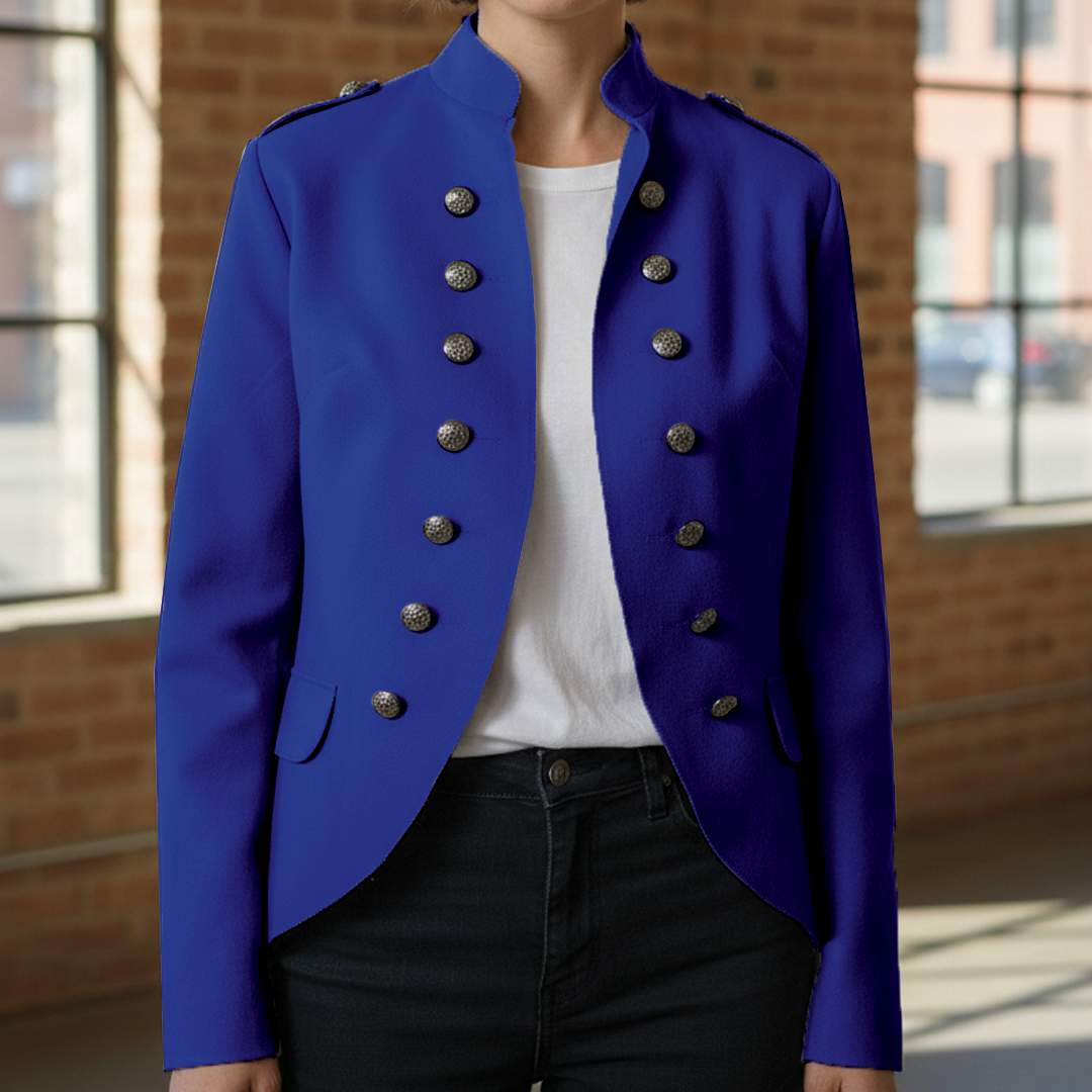 Women's Military Blazer Wool Slim Fit Tailored Officer Jacket
