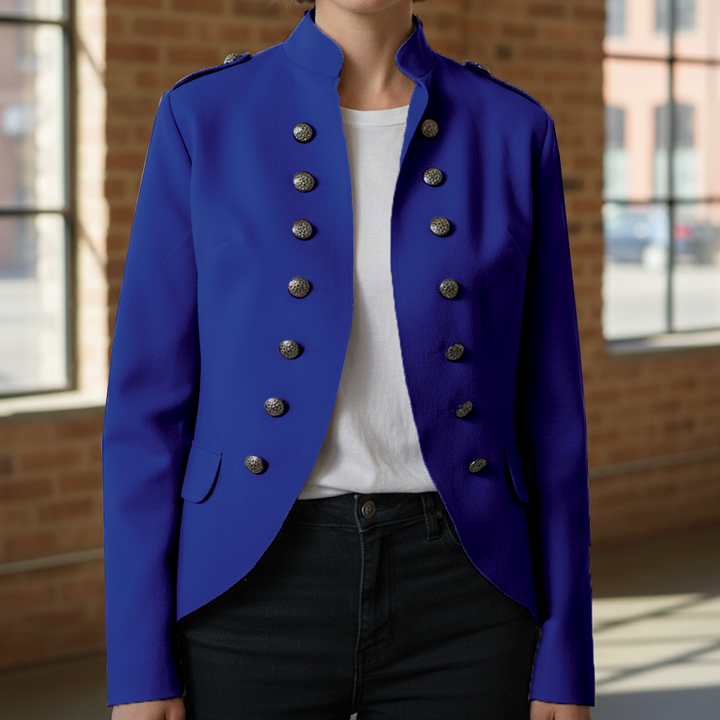 Women's Military Blazer Wool Slim Fit Tailored Officer Jacket