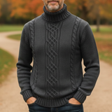 Men's Merino Wool Roll Neck Cable Knit Jumper