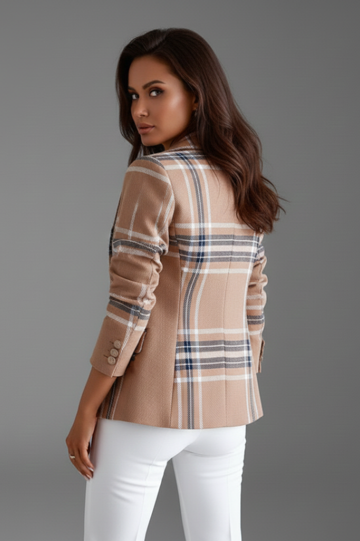 Women's Wool Plaid Double Breasted Blazer