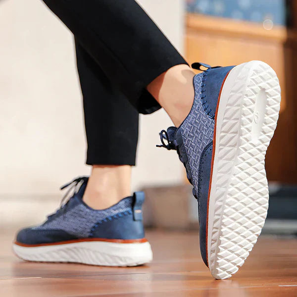 Men's Genuine Leather Casual Mesh Sneakers