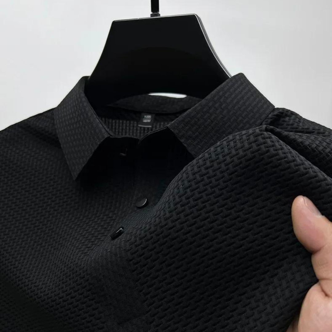 Polo Shirt Men's Premium Knit Wool Blend Short Sleeve Slim Fit Casual Top