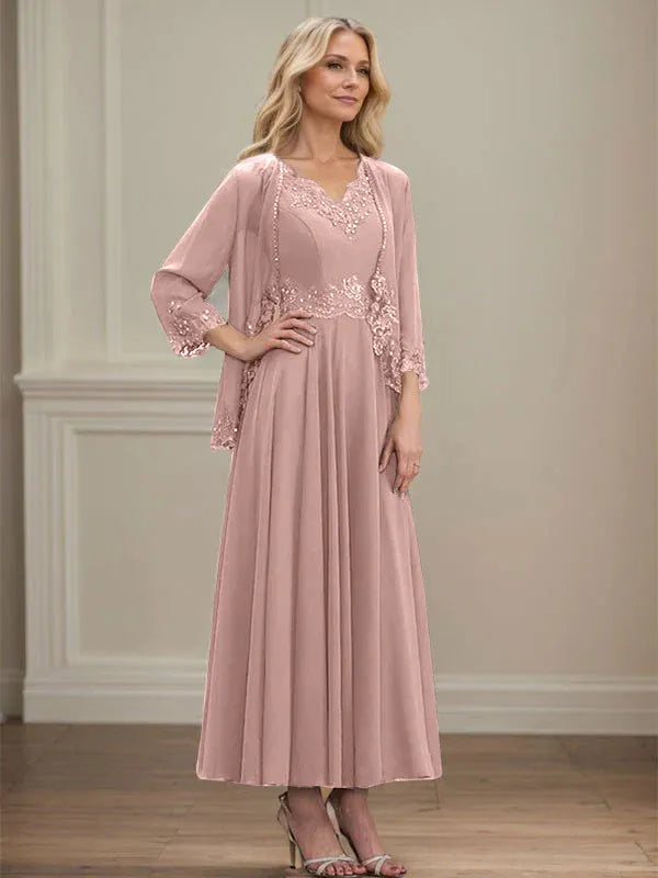 Women's Chiffon Evening Dress with Jacket