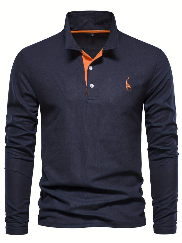 Men's Long Sleeve Polo Shirt Merino Wool Blend Knit Slim Fit