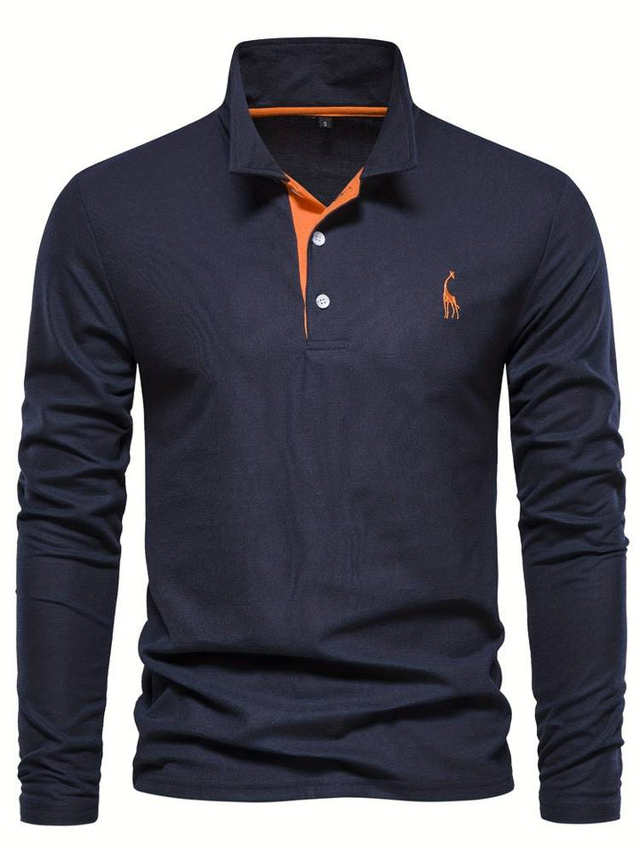 Men's Long Sleeve Polo Shirt Merino Wool Blend Knit Slim Fit