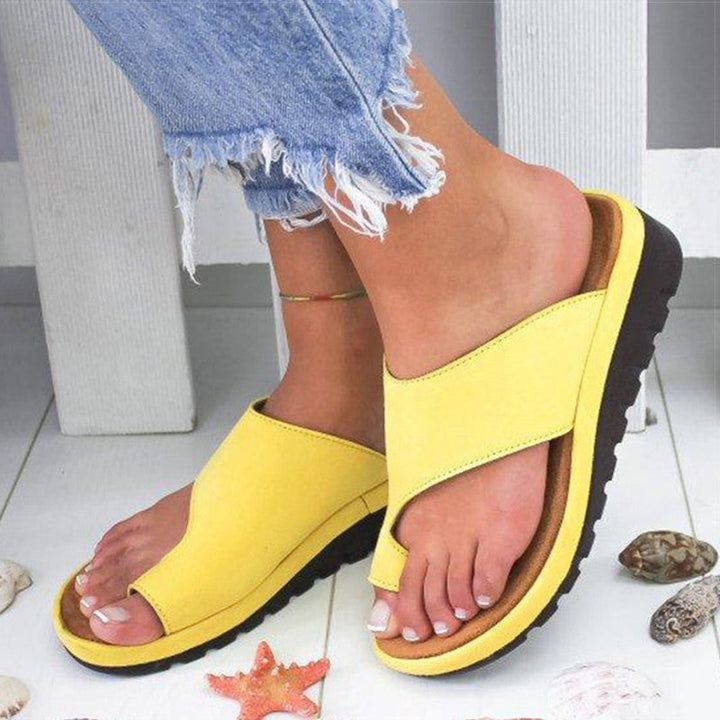 Women's Leather Orthopedic Bunion Sandals Platform Wedge Slide Shoes