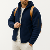 Veste à capuche en polaire pour homme, fermeture éclair intégrale, doublure sherpa, vêtement d'extérieur