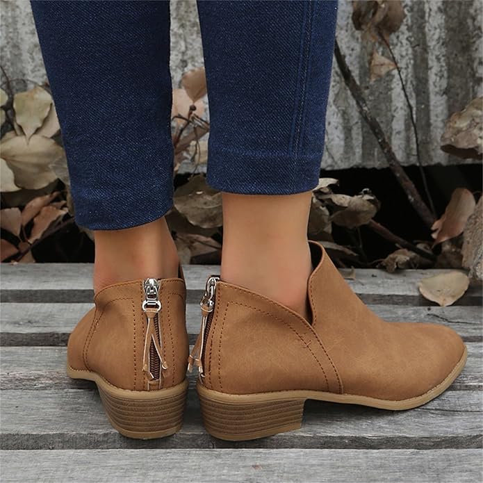 Women Ankle Boots Faux Suede Low Heel Booties