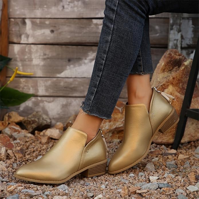 Women Ankle Boots Faux Suede Low Heel Booties