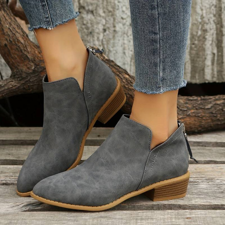 Women Ankle Boots Faux Suede Low Heel Booties
