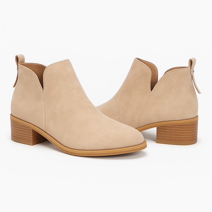 Women Ankle Boots Faux Suede Low Heel Booties
