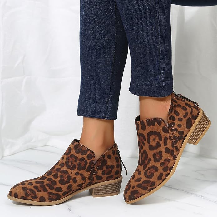 Women Ankle Boots Faux Suede Low Heel Booties