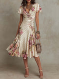 Women's Floral Satin Midi Dress