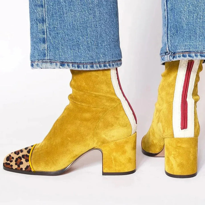 Women's Suede Block Heel Sock Boots