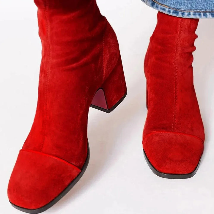 Women's Suede Block Heel Sock Boots
