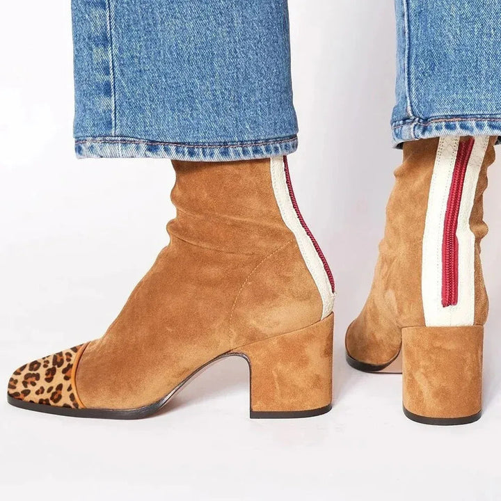 Women's Suede Block Heel Sock Boots