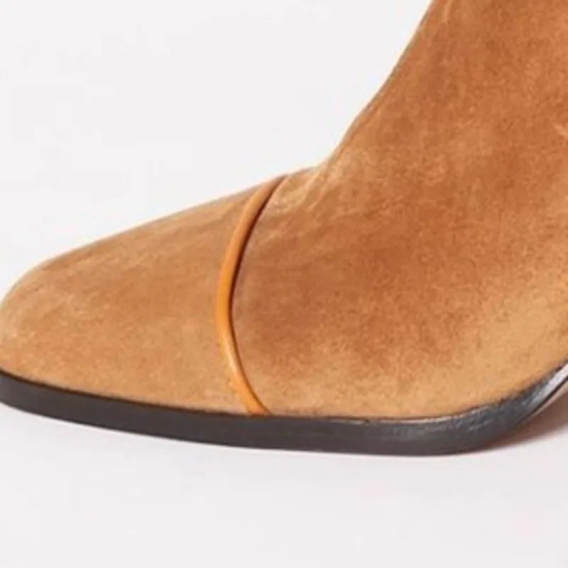 Women's Suede Block Heel Sock Boots