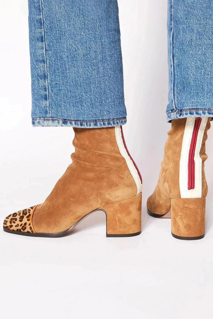Women's Suede Block Heel Sock Boots