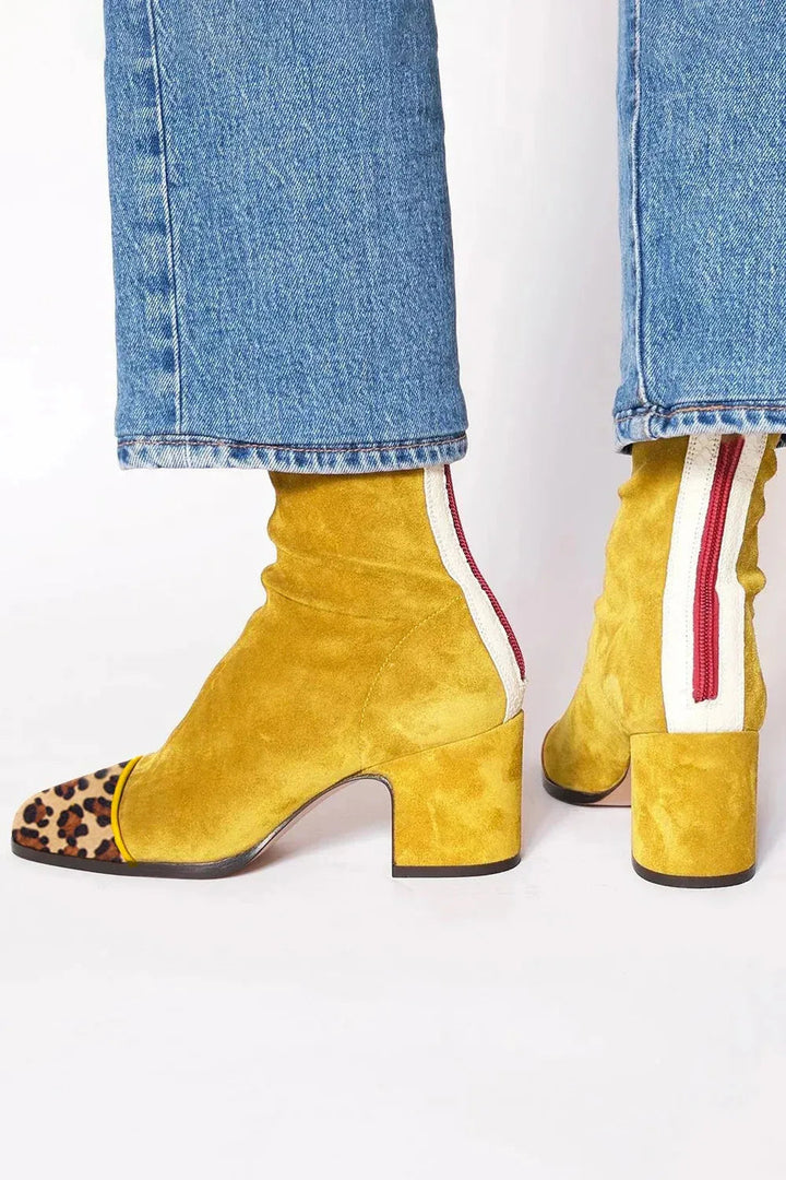 Women's Suede Block Heel Sock Boots