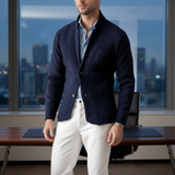 Men Wool Knit Blazer Jacket Suit Cardigan