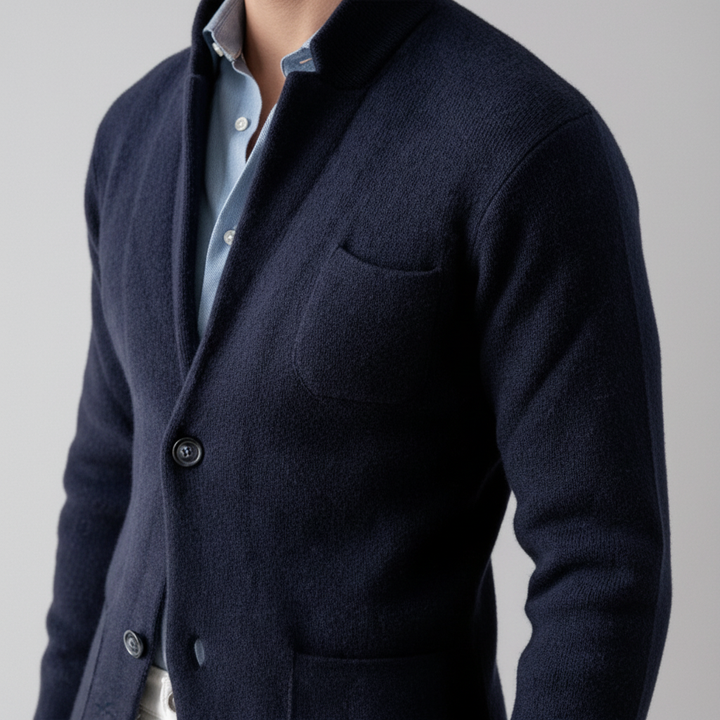 Men Wool Knit Blazer Jacket Suit Cardigan