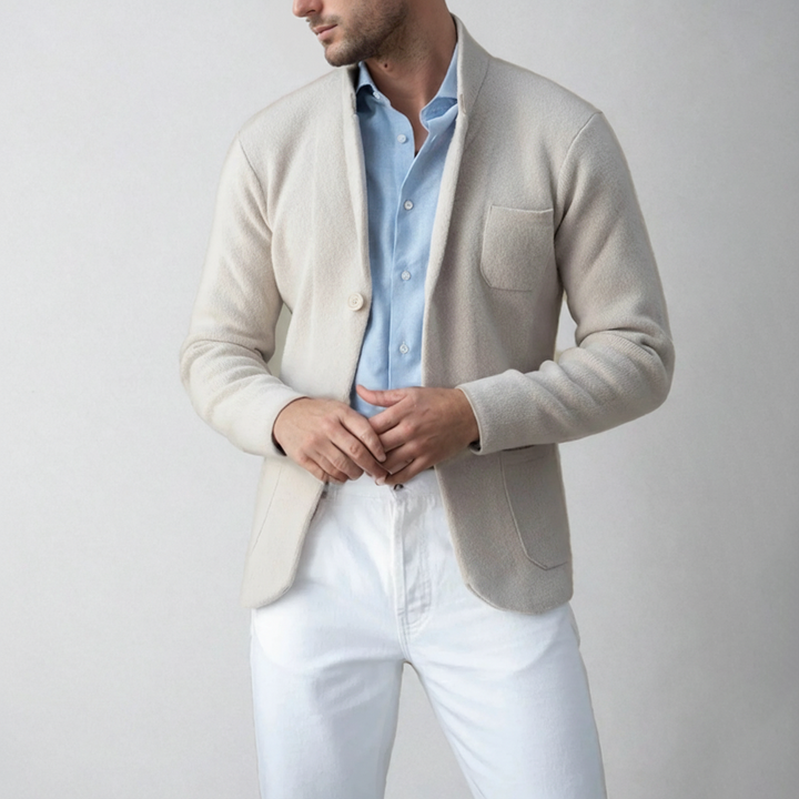 Men Wool Knit Blazer Jacket Suit Cardigan