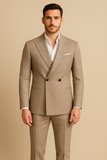Men's Double Breasted Wool Slim Fit Suit