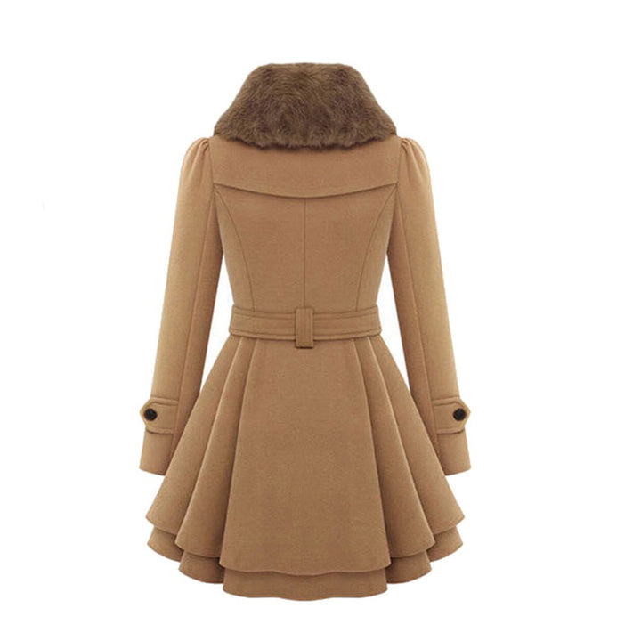 Damski wełniany płaszcz typu pea coat z podszewką polarową