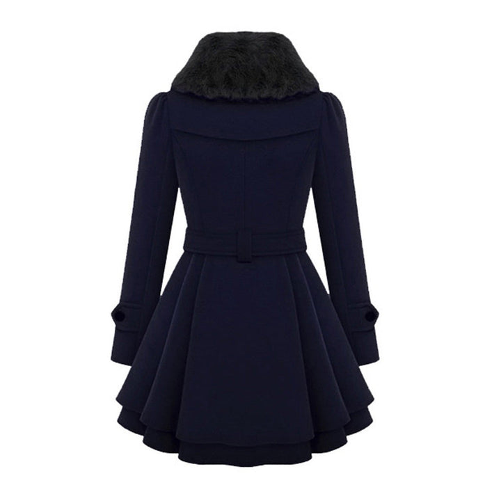 Damski wełniany płaszcz typu pea coat z podszewką polarową